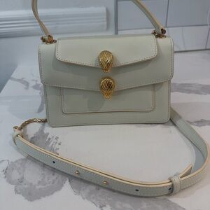 Bulgari Cream Leather Crossbody with Gold Serpent Accents A class